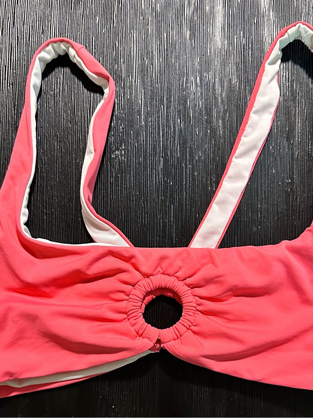 Vince Camuto Coral Pink Ring-Front Bikini Top